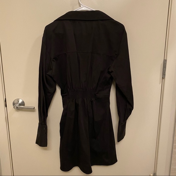 Zara Poplin Wrap Dress Black - Picture 7 of 9